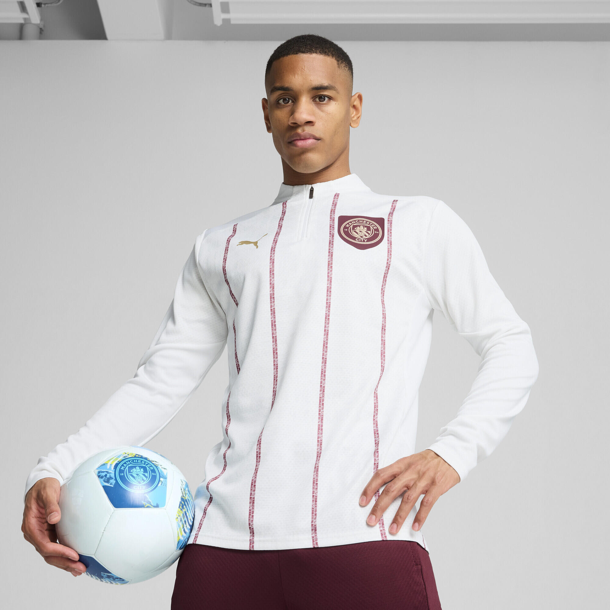 Camiseta Homem Manchester City Pre-match PUMA White Dark Jasper Red 2/7