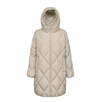 Lange Daunenjacke mit Kapuze, Damen Geox Tahina