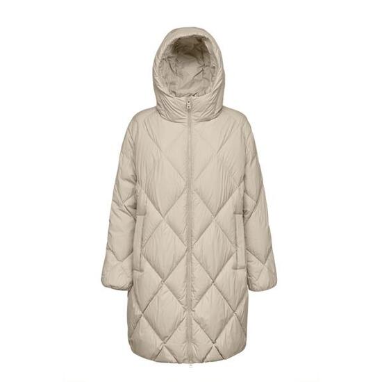 Lange Daunenjacke mit Kapuze, Damen Geox Tahina