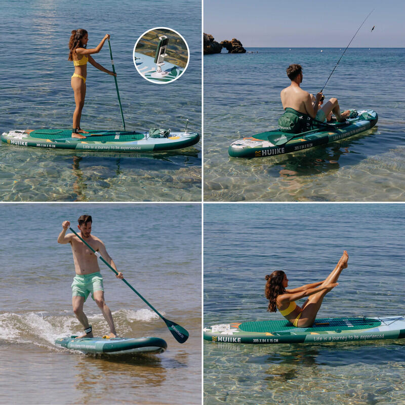 Nafukovací Paddleboard Prkno s Příslušenstvím, HUIIKE, Zelená, Stabilita