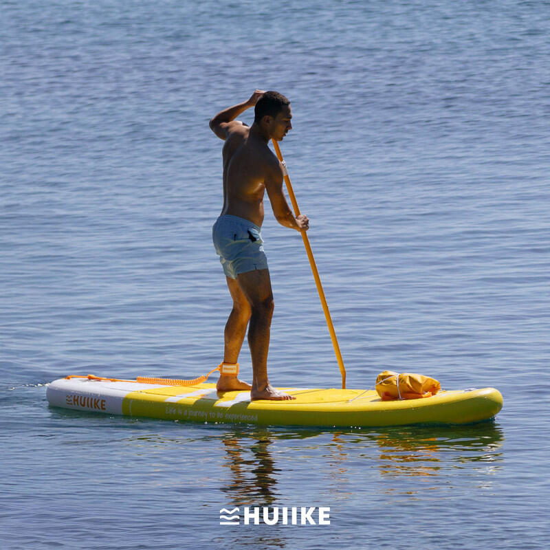 Opblaasbaar Supboard met Premium Accessoires, HUIIKE, Geel, Hoge Stabiliteit 4/7