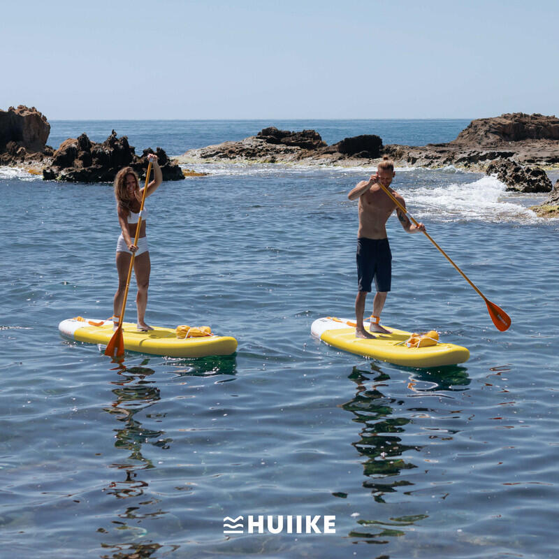 Opblaasbaar Supboard met Premium Accessoires, HUIIKE, Geel, Hoge Stabiliteit 7/7