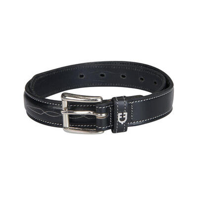 Leren riem met borduursel en dubbele stiksels equestro