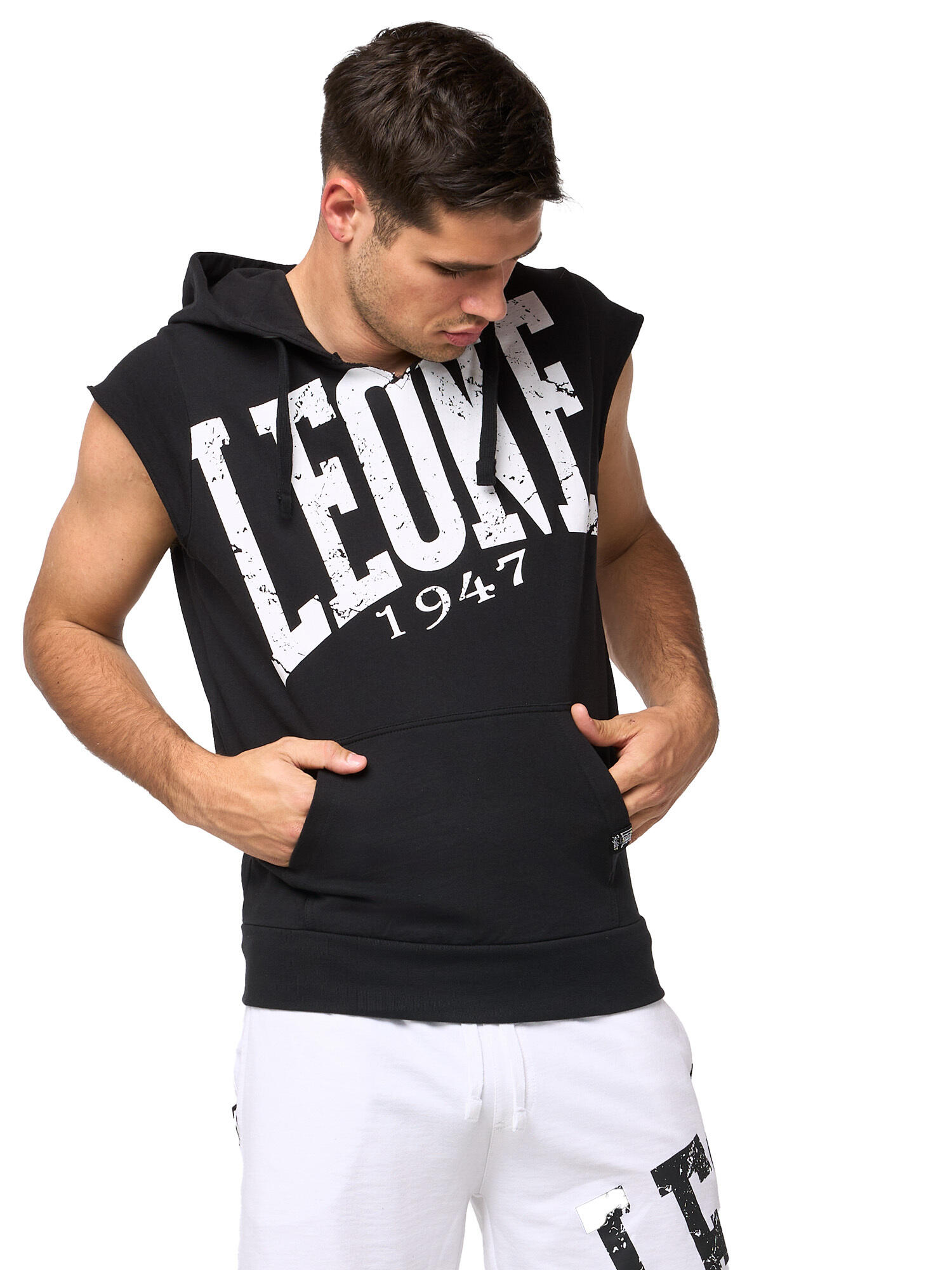 Felpa da uomo pull on con cappuccio senza maniche non felpata Leone Boxe 3/5