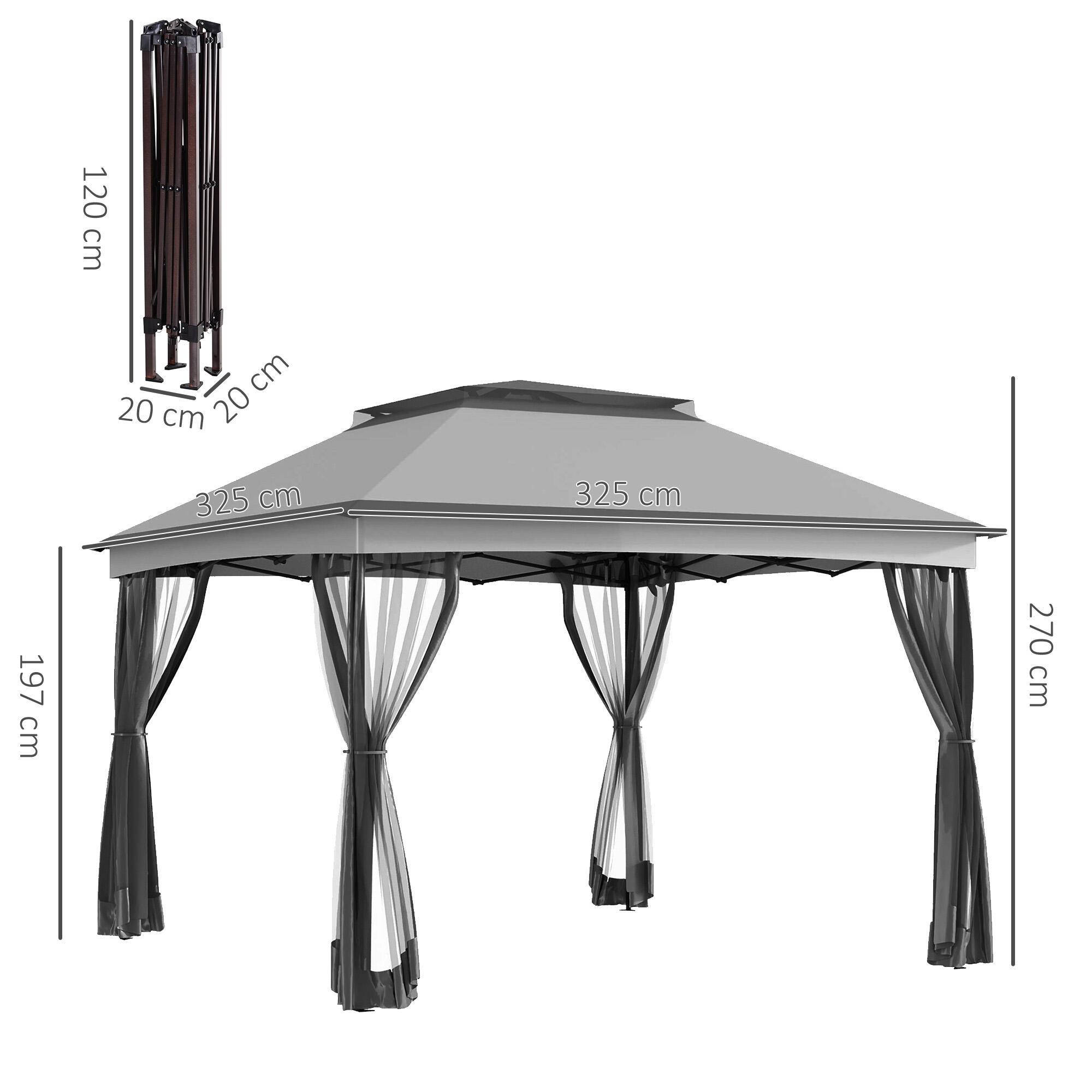 Carpa para eventos deportivos 325x325x270 cm Gris Claro 3/7