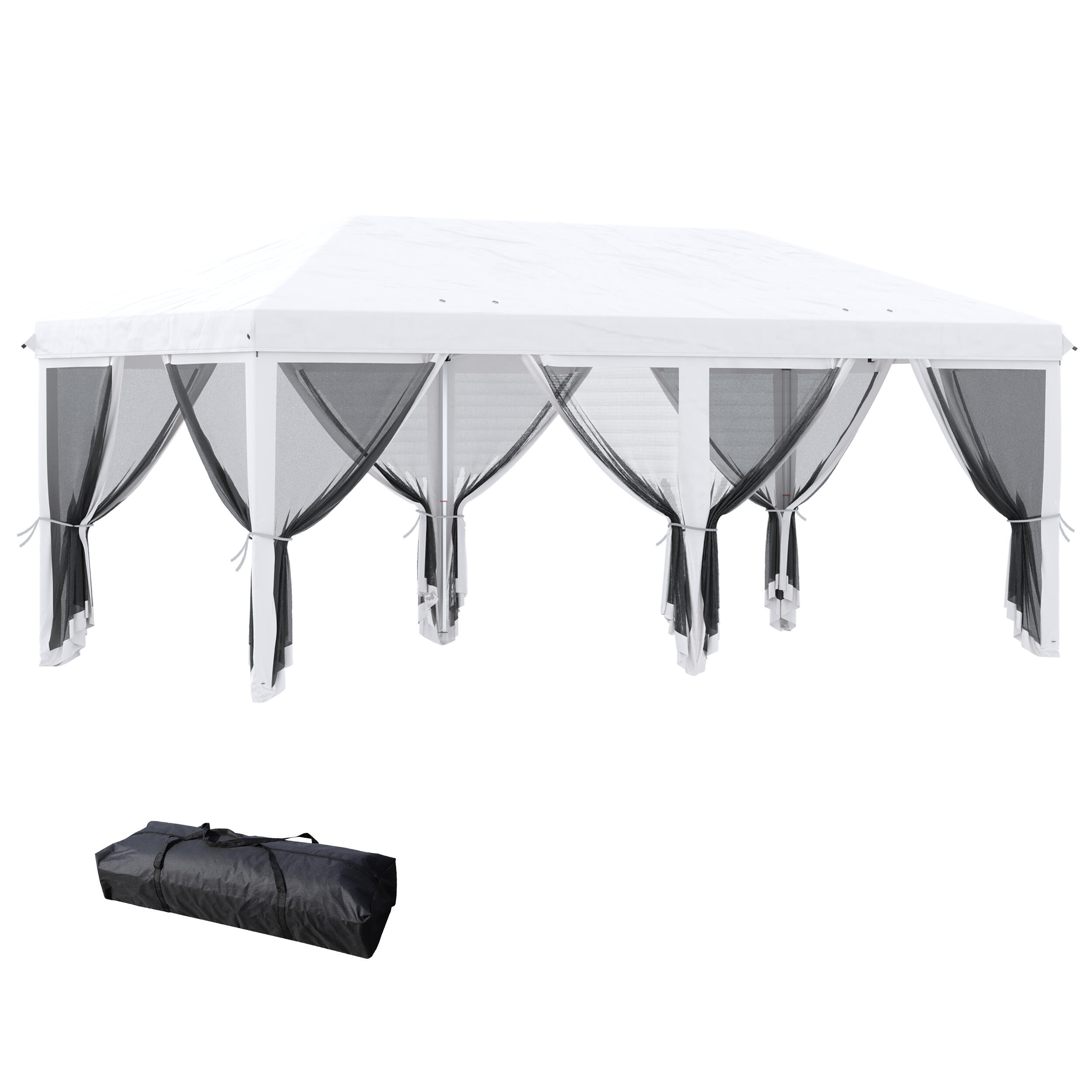 Tenda dobrável 585x295x270 cm creme branco outsunny