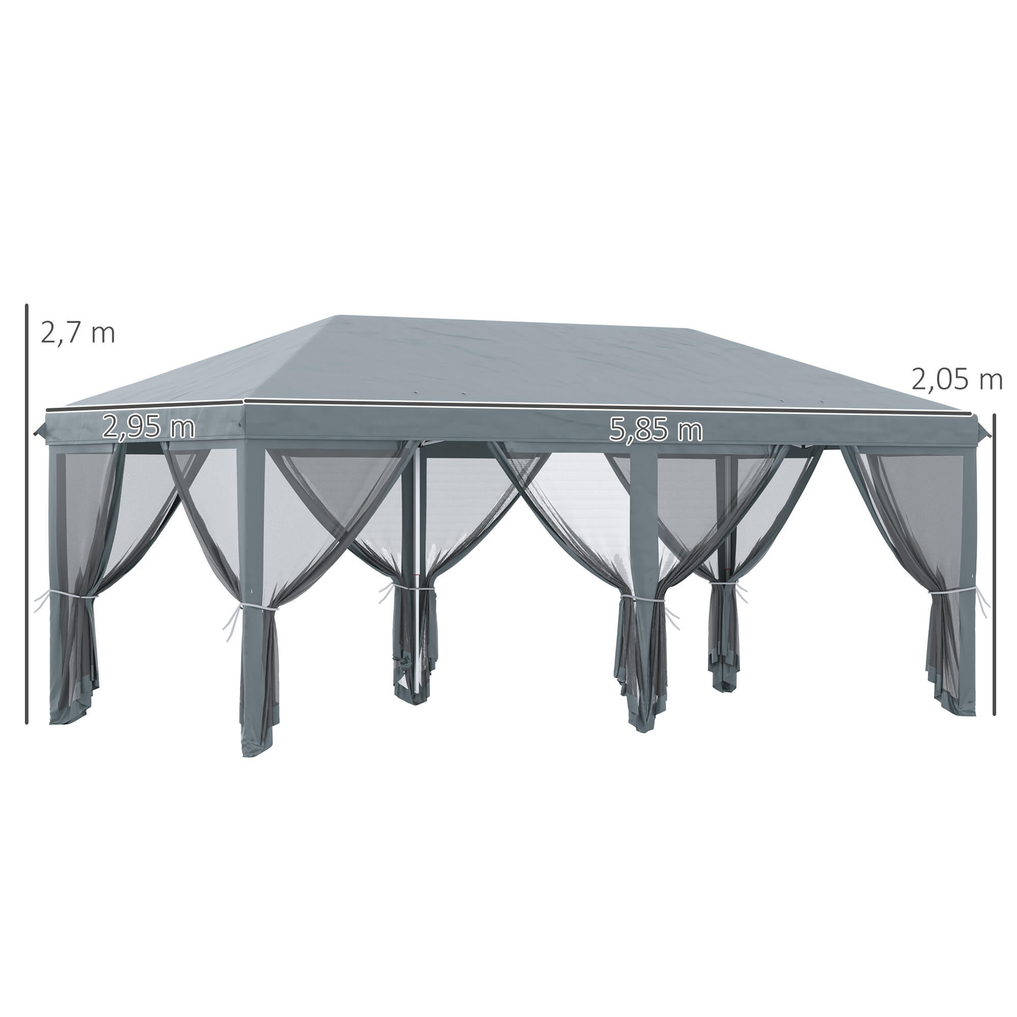 Tenda dobrável 585x295x270 cm cinzento Outsunny 3/7