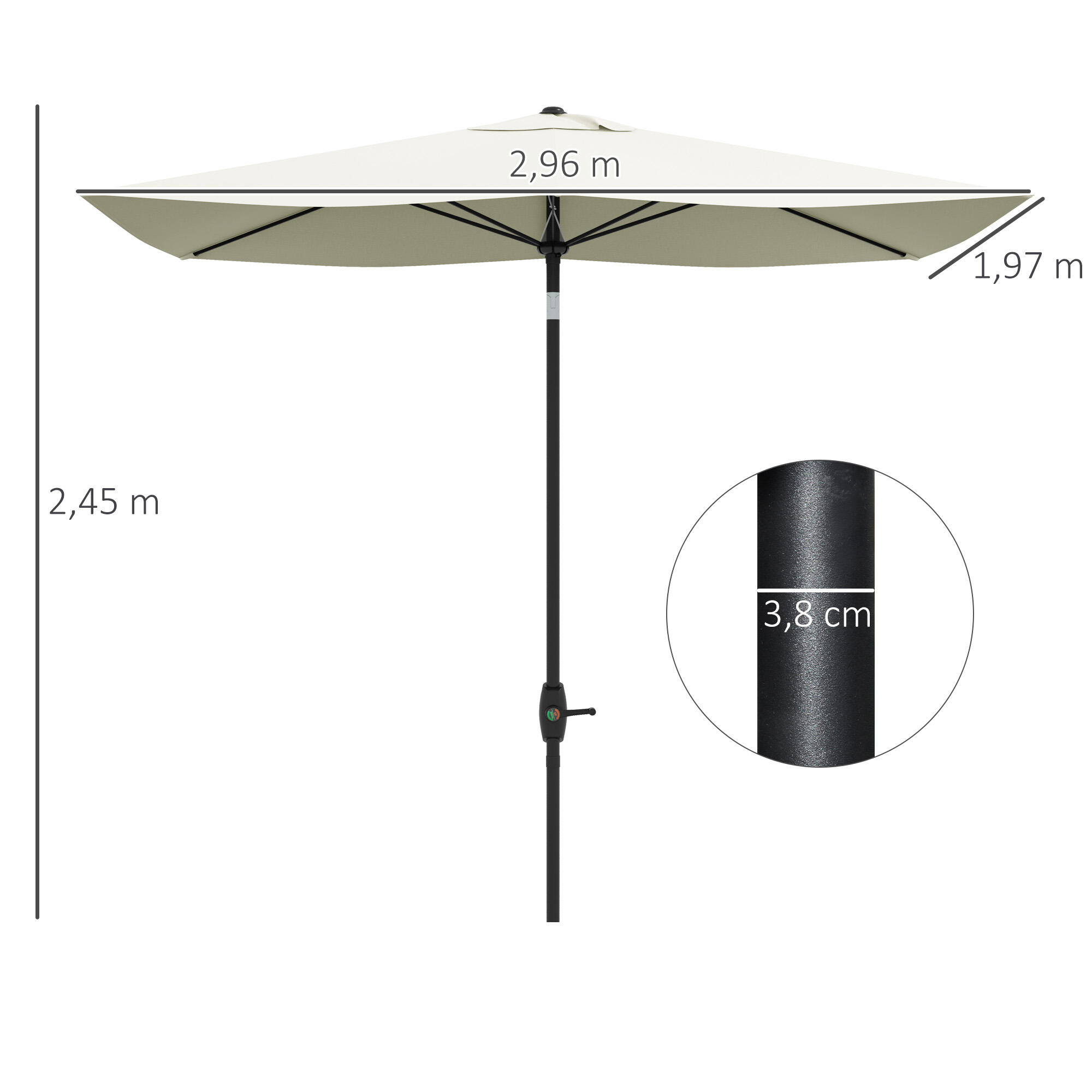 Sombrilla Outsunny 296x197x244.5 cm Beige 3/7