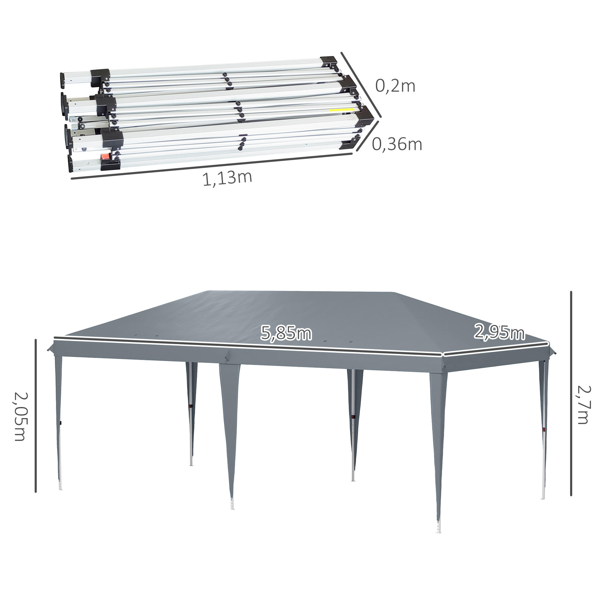 Carpa para eventos deportivos 585x295x270 cm Gris Claro 3/8