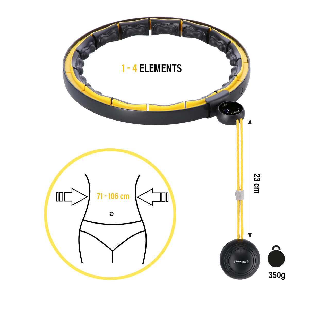 Zestaw hula hop magnetyczny HHM21 z licznikiem HMS + pas wyszczuplający BR1313 5/7