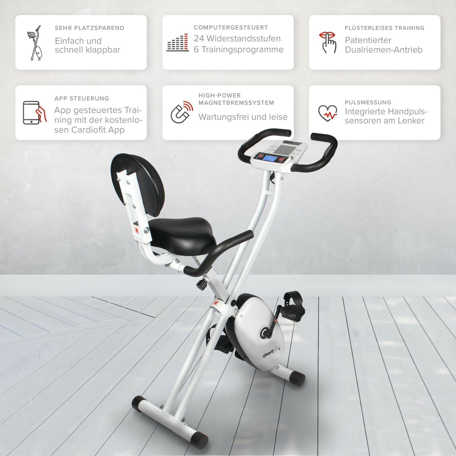 SportPlus klappbarer Heimtrainer, Rückenlehne, Trainingscomputer, einstellbar 5/8