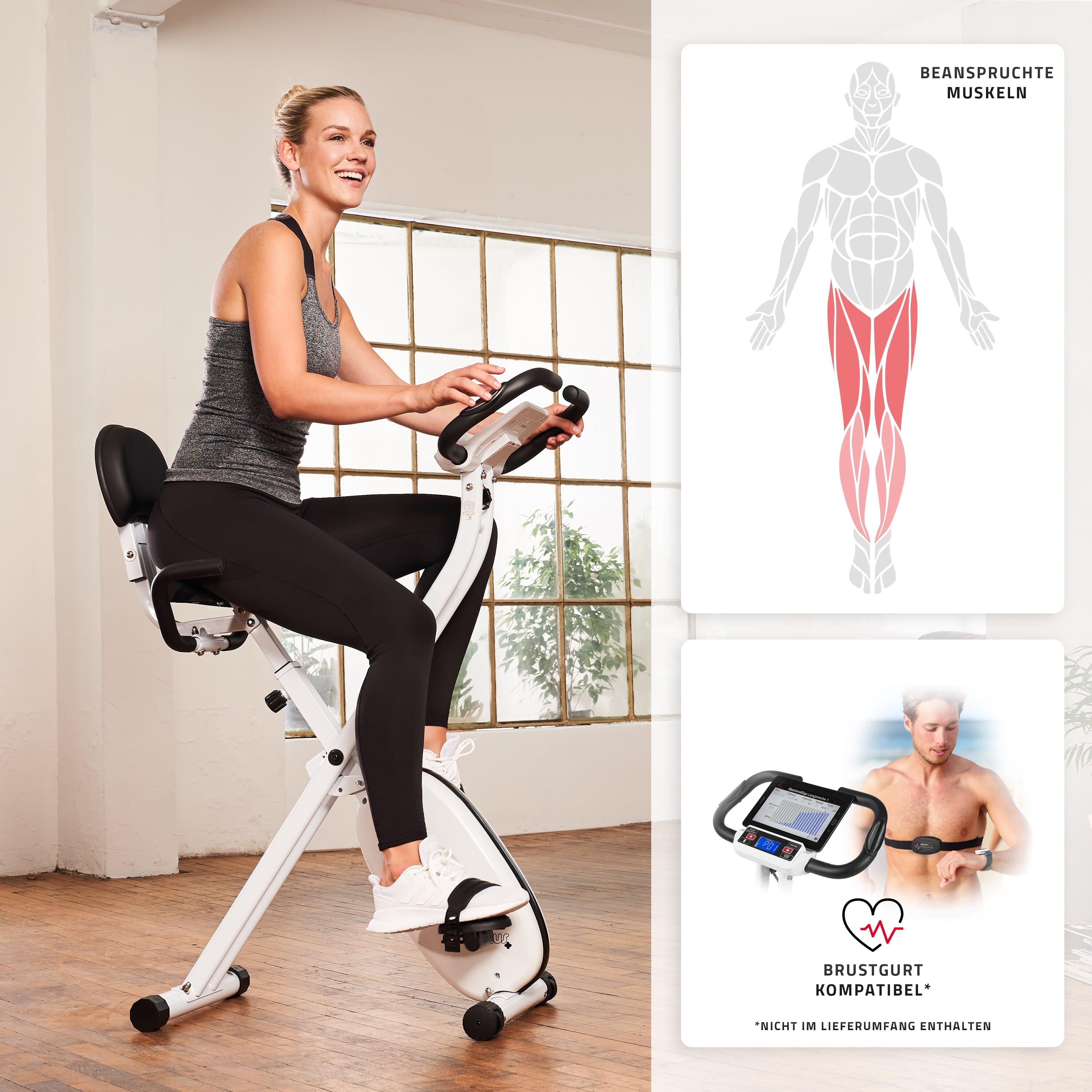 SportPlus klappbarer Heimtrainer, Rückenlehne, Trainingscomputer, einstellbar 2/8