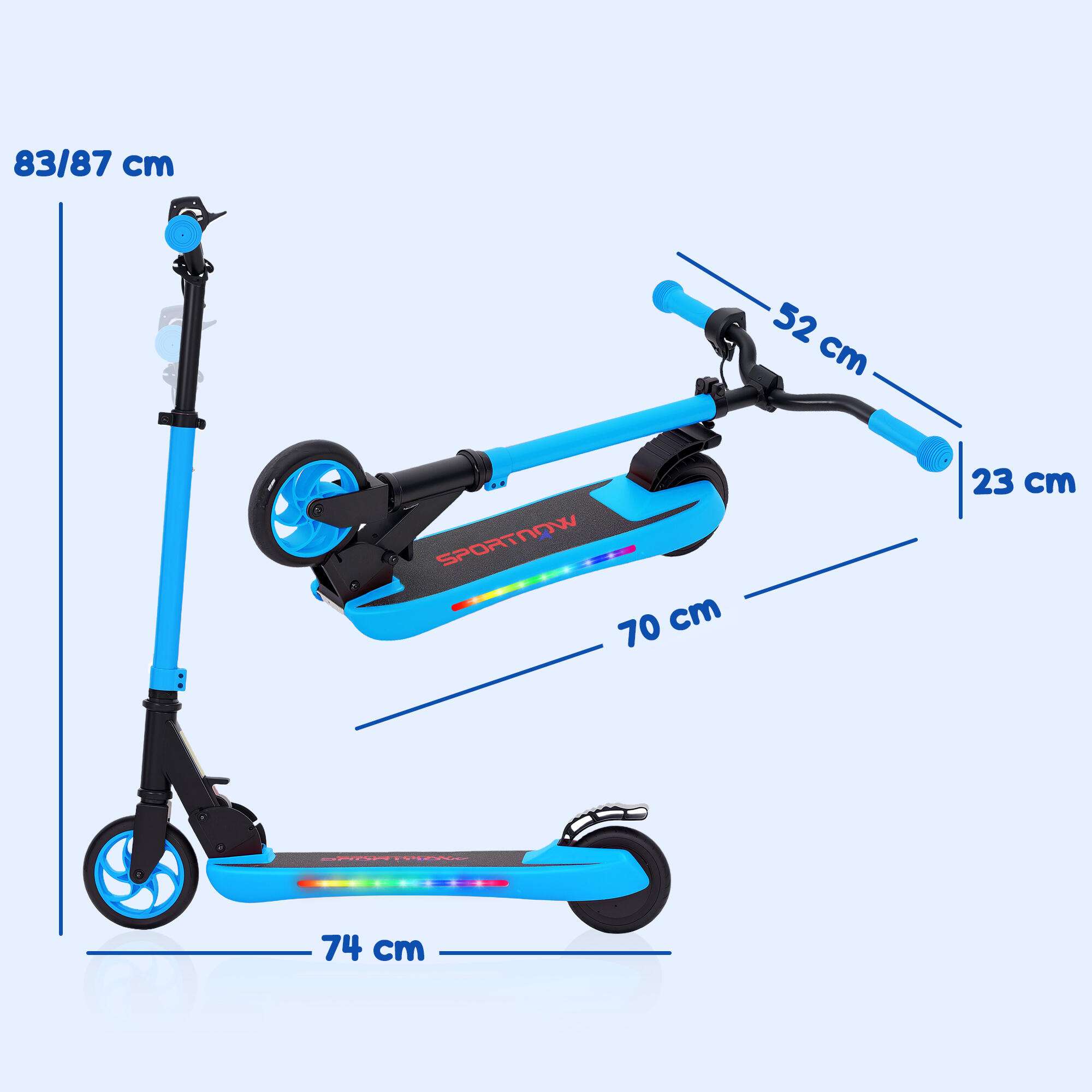 Patinete Eléctrico Plegable SPORTNOW 74x52x87 cm Azul 3/8