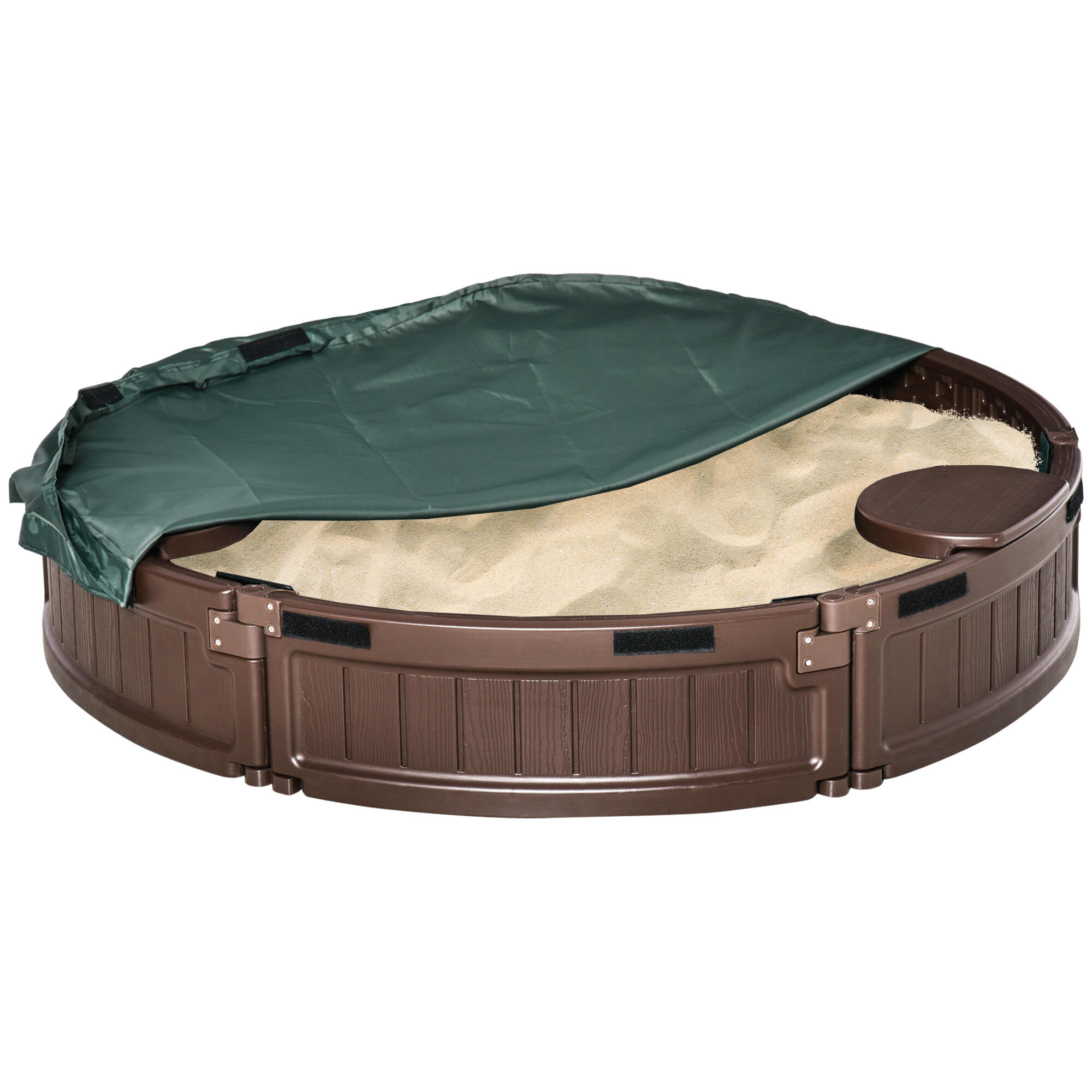 Caixa de areia para crianças ø123x22,5 cm marrom outsunny