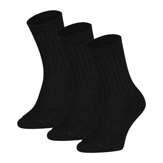 Dikke Merino Wollen Sokken 3-Pack Zwart S25 46/48