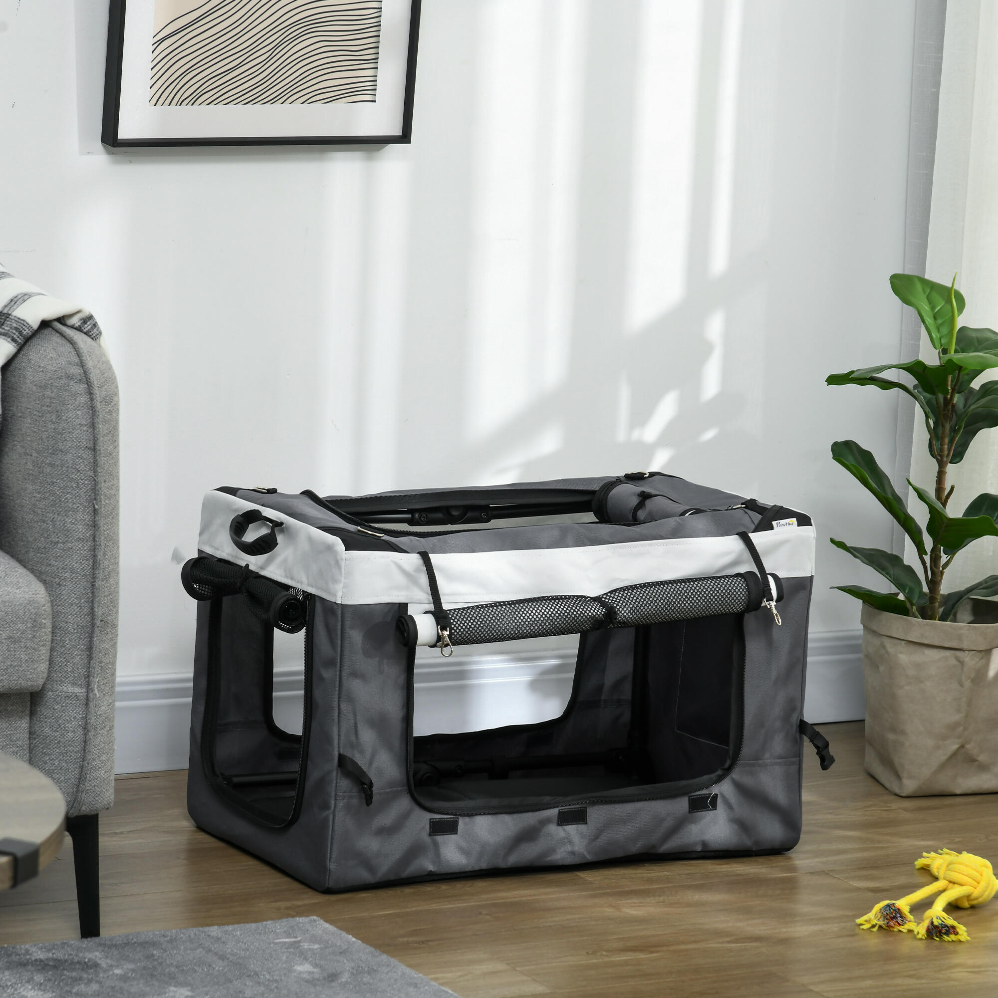 Cochecito para Mascotas PawHut 81x58x97.5 cm Negro 4/7