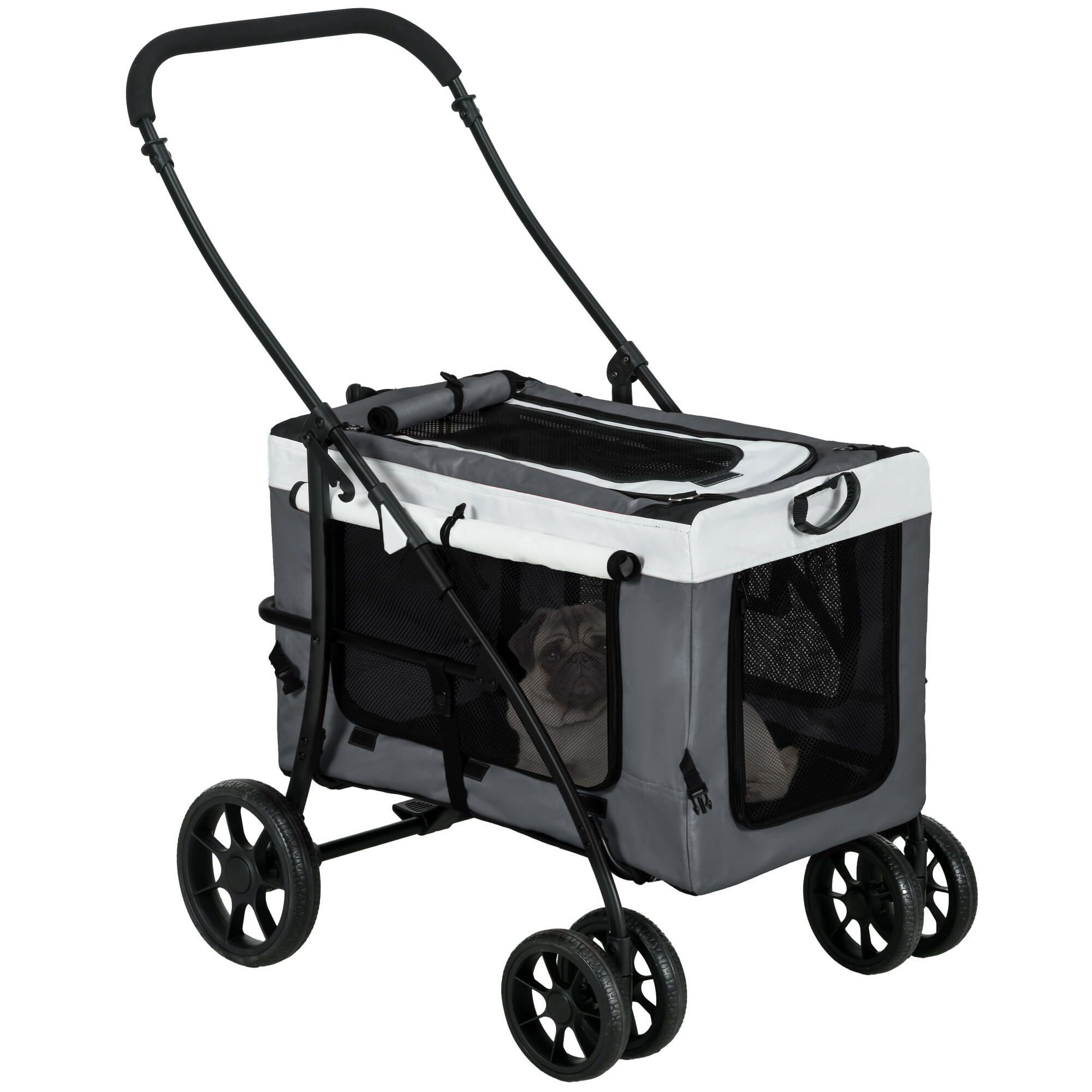 PAWHUT Carrinho para animais de estimação 81x58x97,5 cm cinzento PawHut