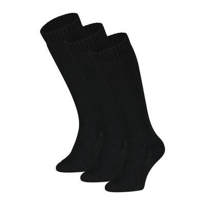 S39 merino wollen kniekousen wijde boord 3-pack zwart