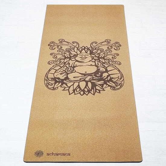 Rubber & cork yoga mat 5mm x 68cm x 1.83m - Laughing Buddha