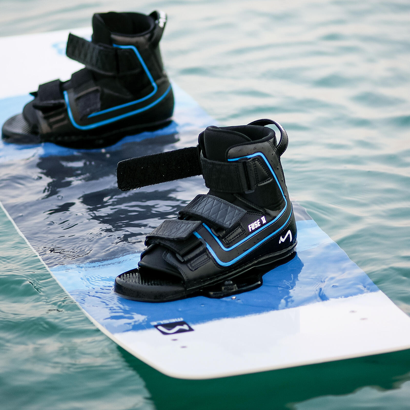 Wakeboard Bindung Fuse Open-Toe Klettverschluss Herren/Damen schwarz 2/5
