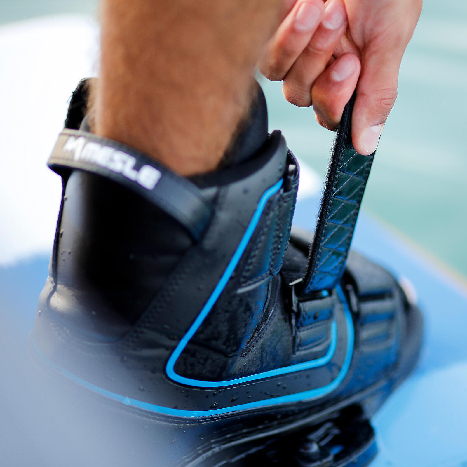 Wakeboard Bindung Fuse Open-Toe Klettverschluss Herren/Damen schwarz 3/5