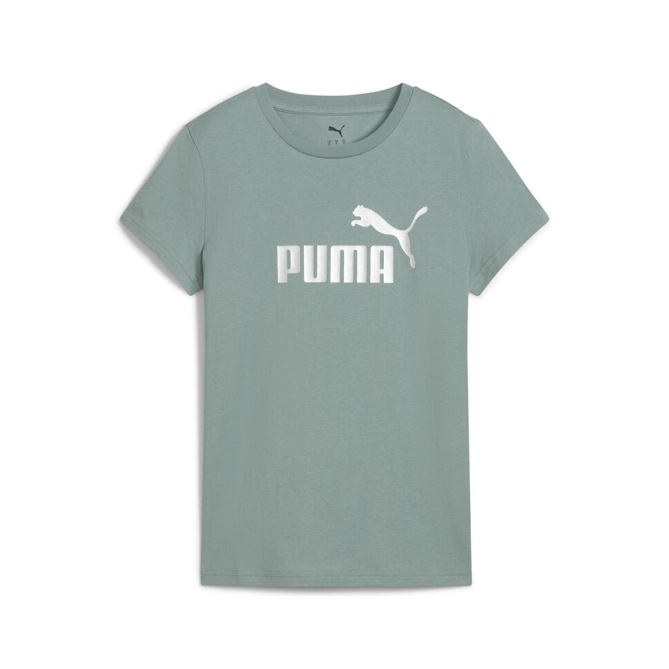Damska koszulka z logo NO. 1 ESS METALLIC PUMA Green Moon Metallic Silver