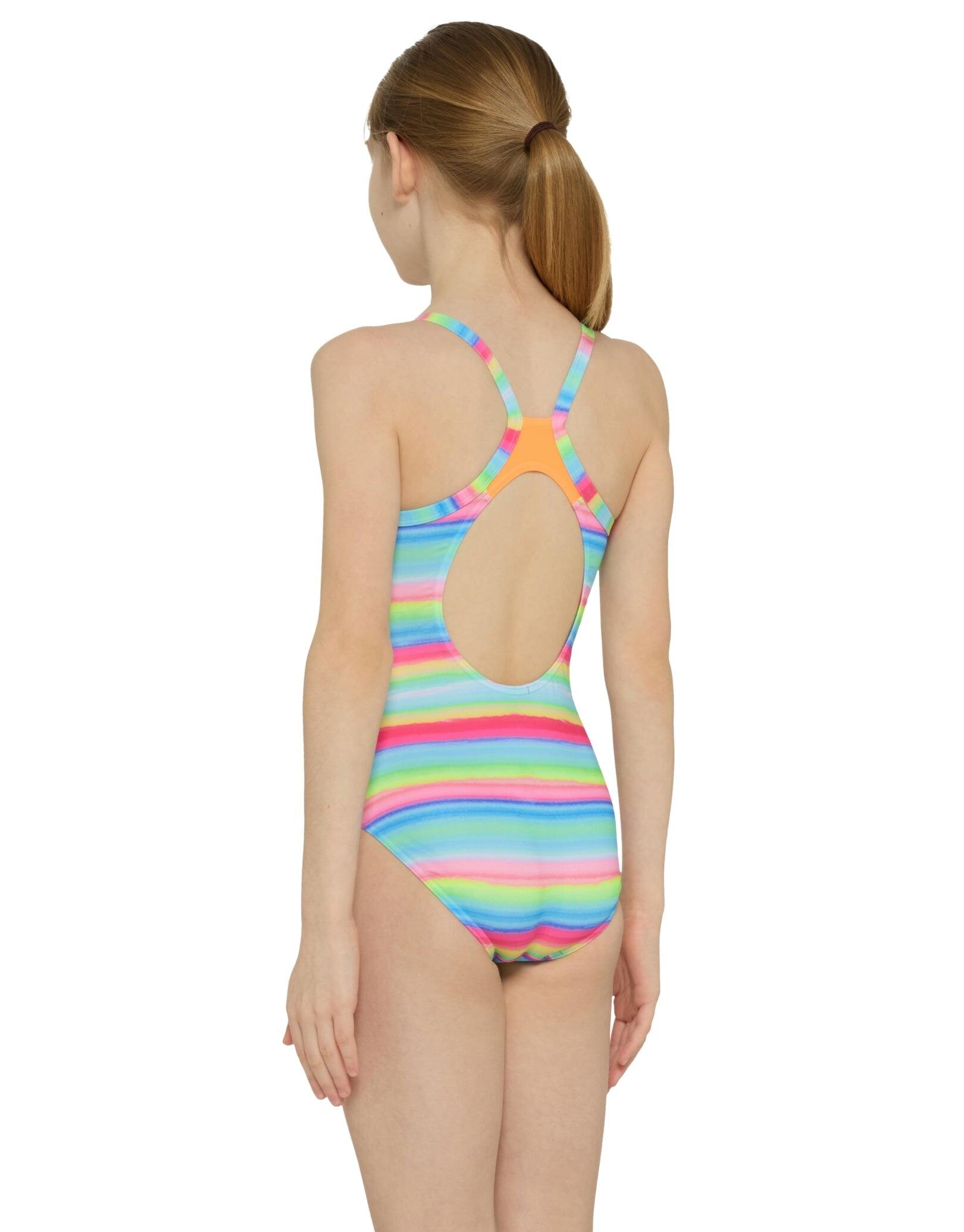 Zoggs Girls Seychelle Strikeback Swimsuit - Blue/Pink 2/5