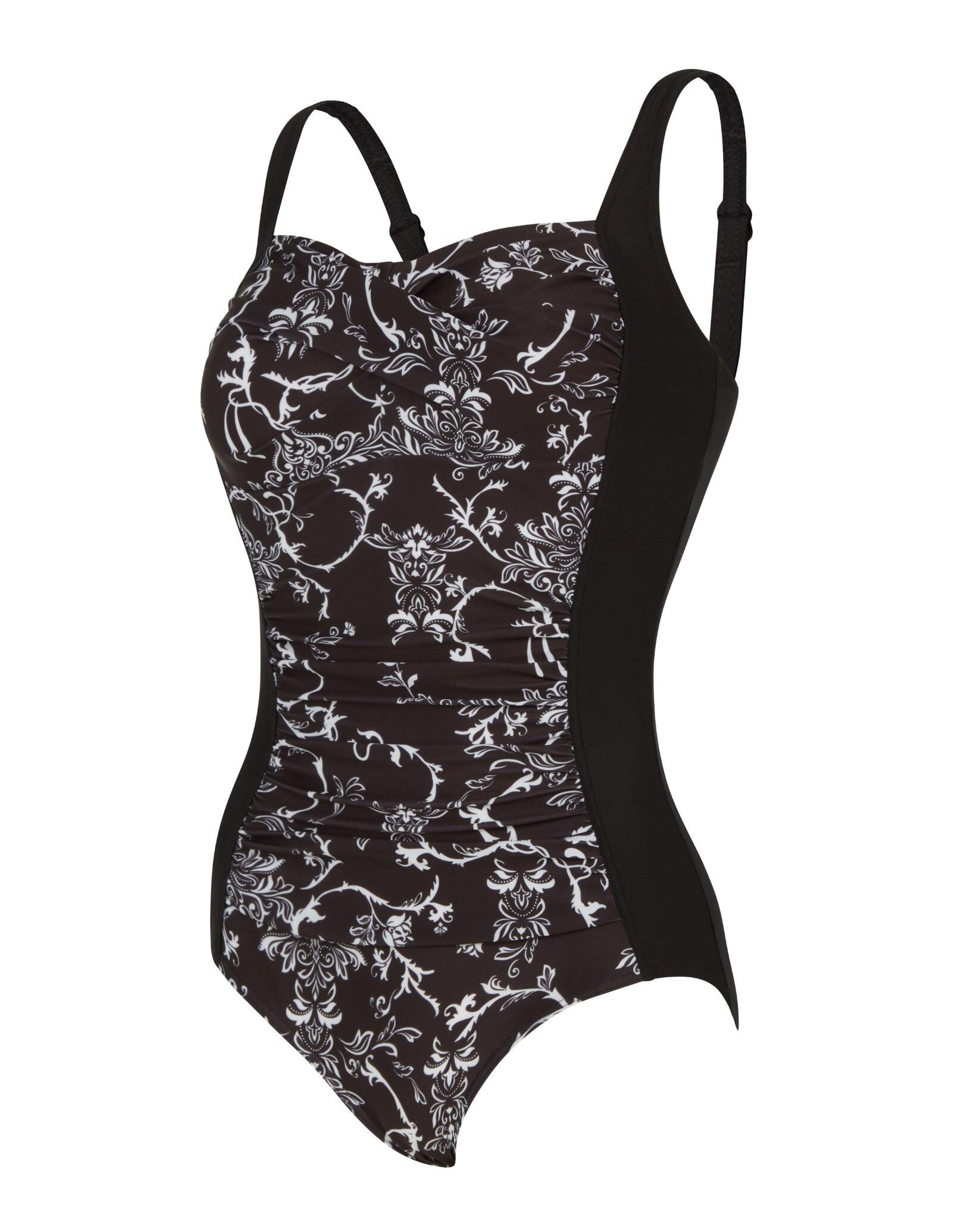 Zoggs Classique Ruched Front Swimsuit - Black/White 4/5
