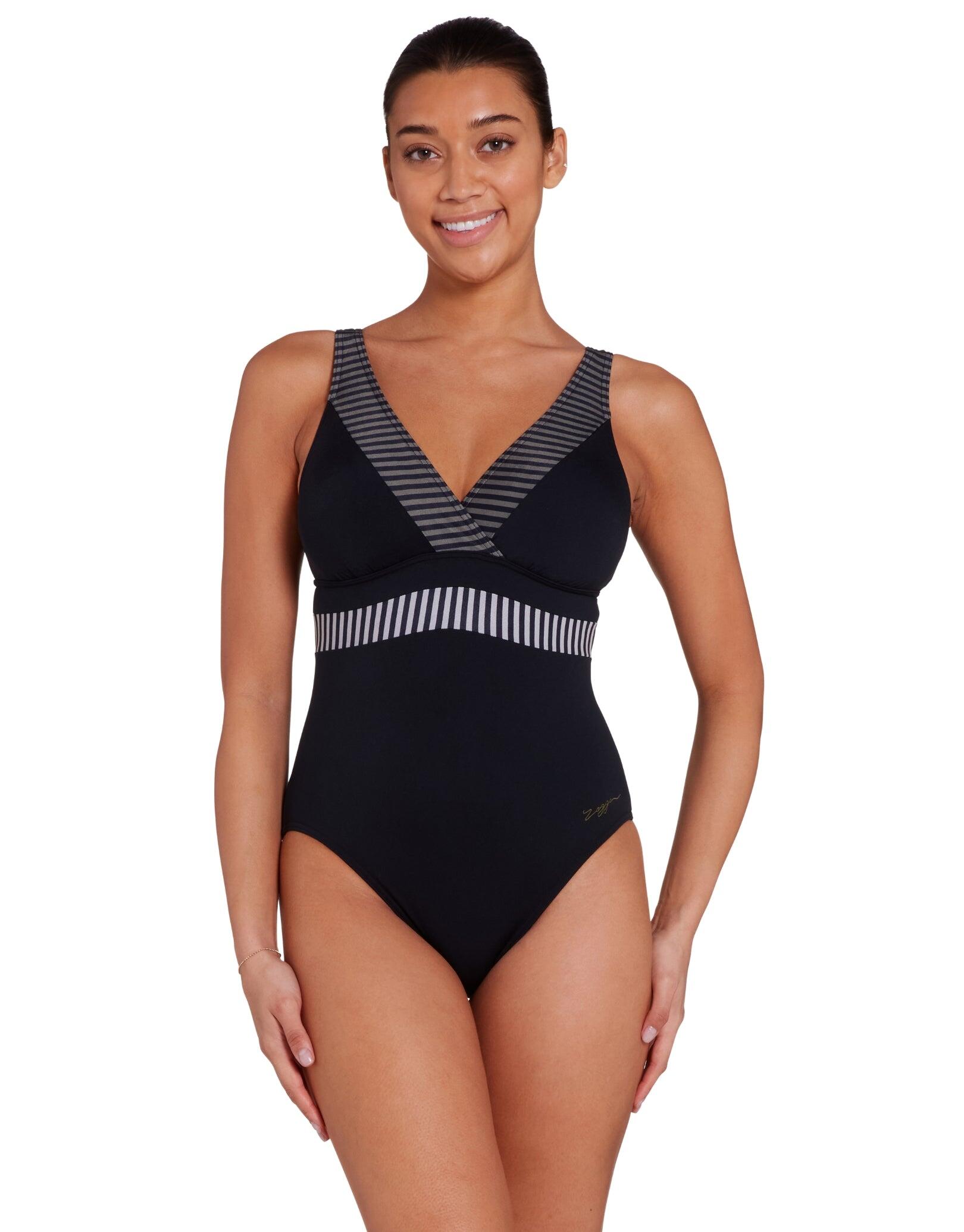 ZOGGS Zoggs Seafarer Square Back Swimsuit - Black/Grey