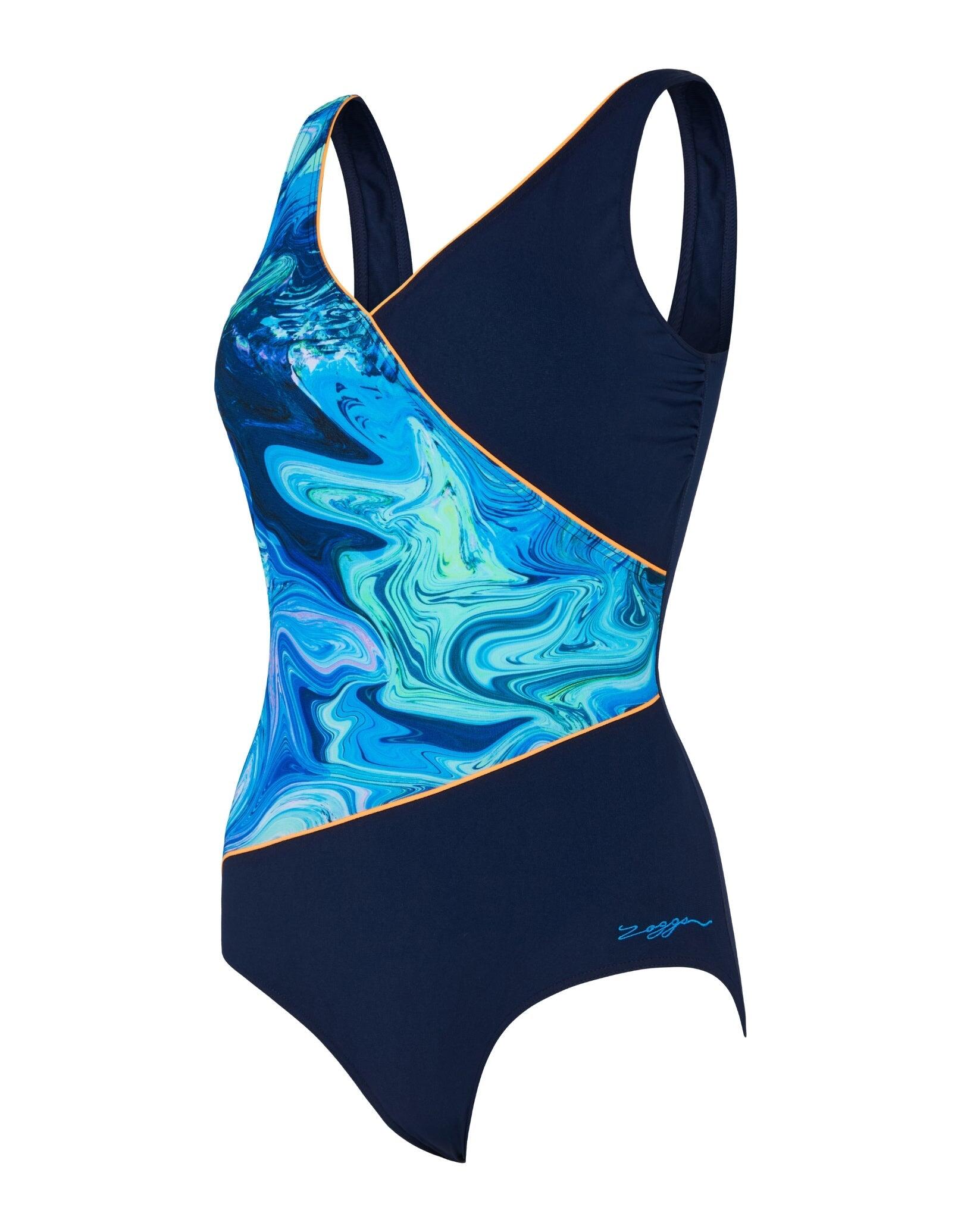 Zoggs Spatial Wrap Front Swimsuit - Navy/Blue 4/5