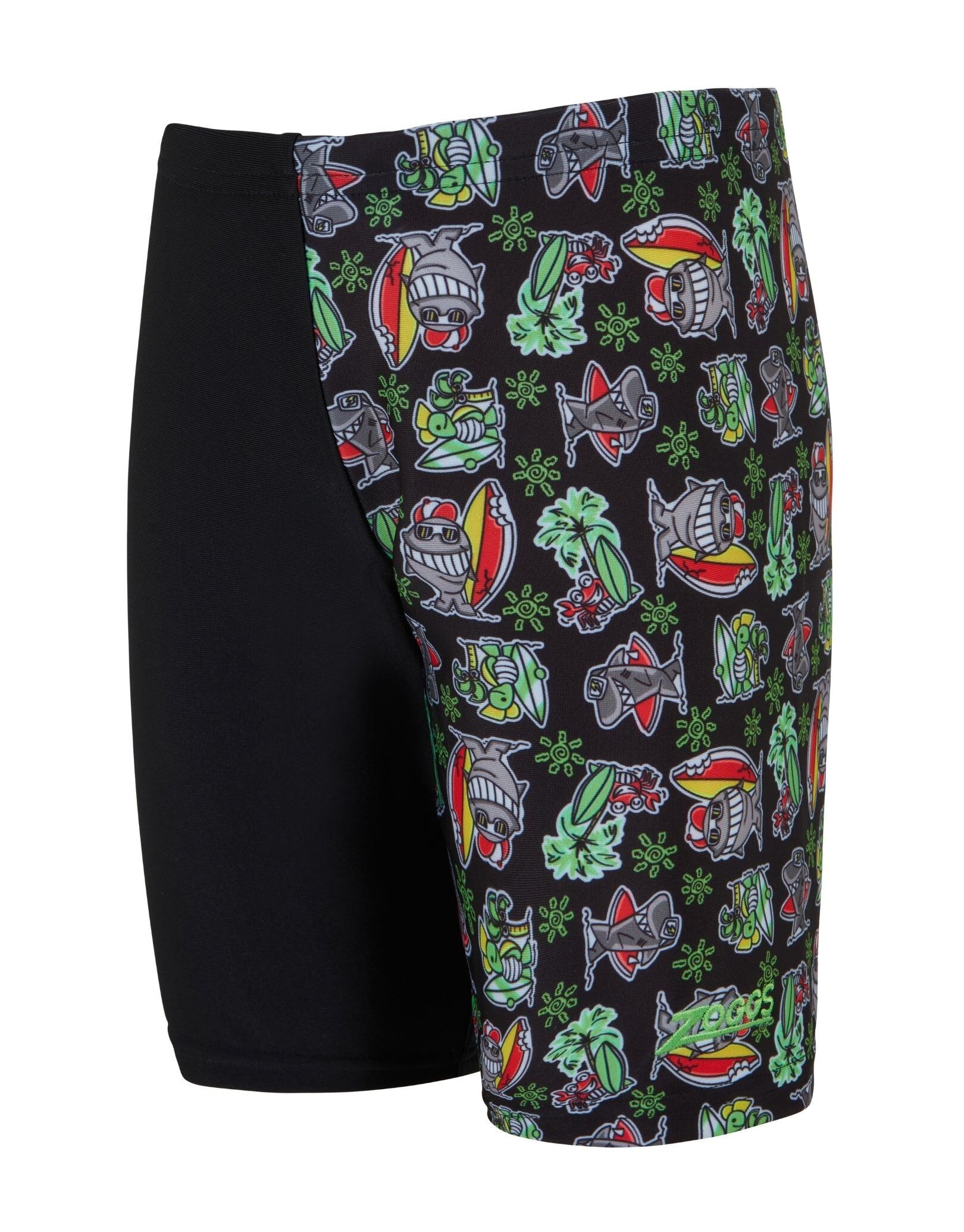 Zoggs Tots Boys Finzilla Mid Swim Jammer - Black/Multi 4/5