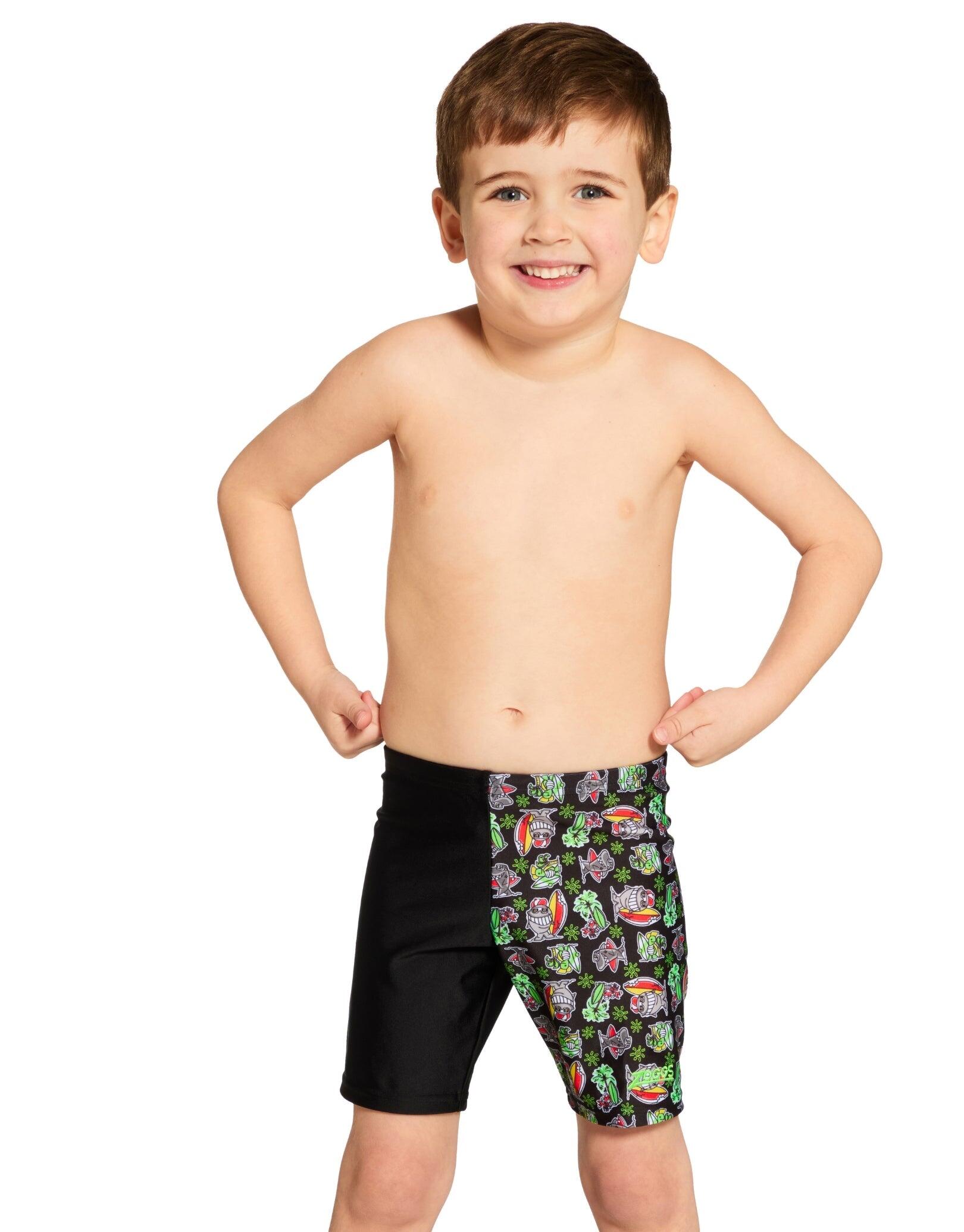 Zoggs Tots Boys Finzilla Mid Swim Jammer - Black/Multi 1/5