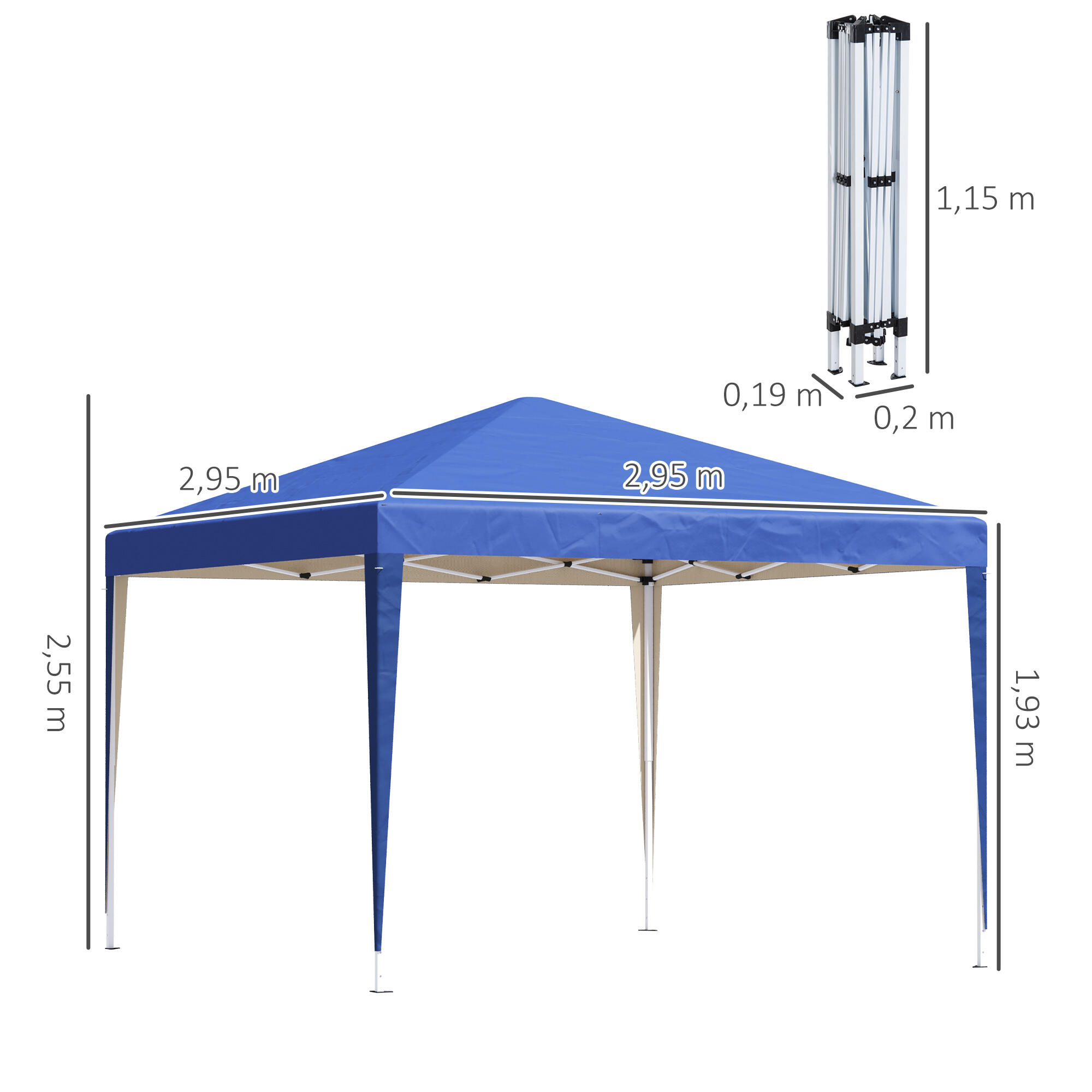 Carpa para eventos deportivos 295x295x255 cm Azul 3/8