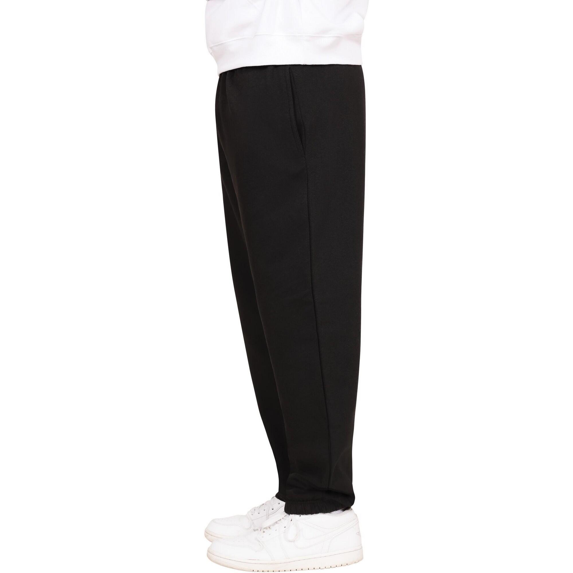 Mens Blended Core Ringspun Cotton Oversized Jogging Bottoms (Black) 3/3