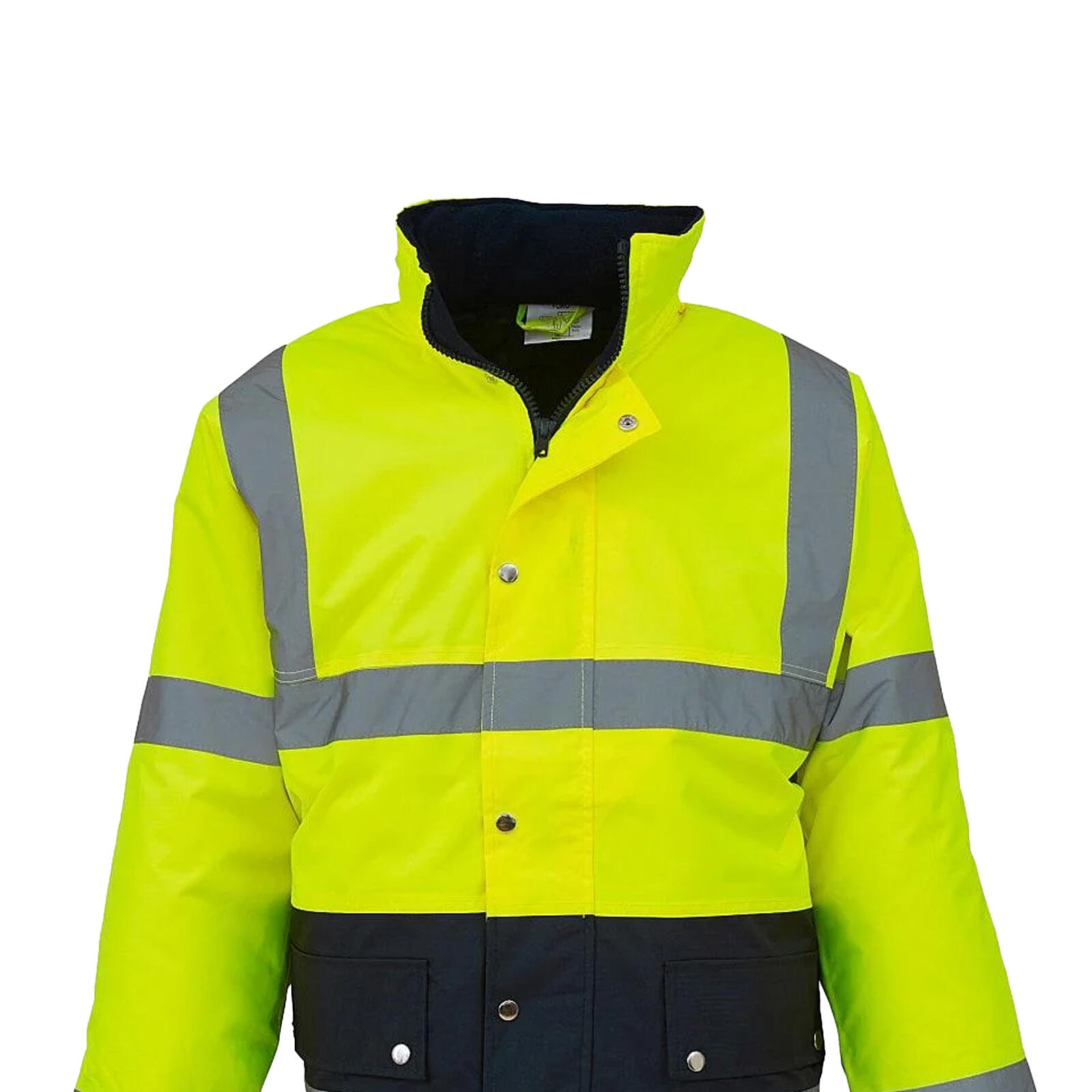 Unisex HiVis 2 Band Two Tone Jacket (Hi-Vis Yellow/Navy) 2/2