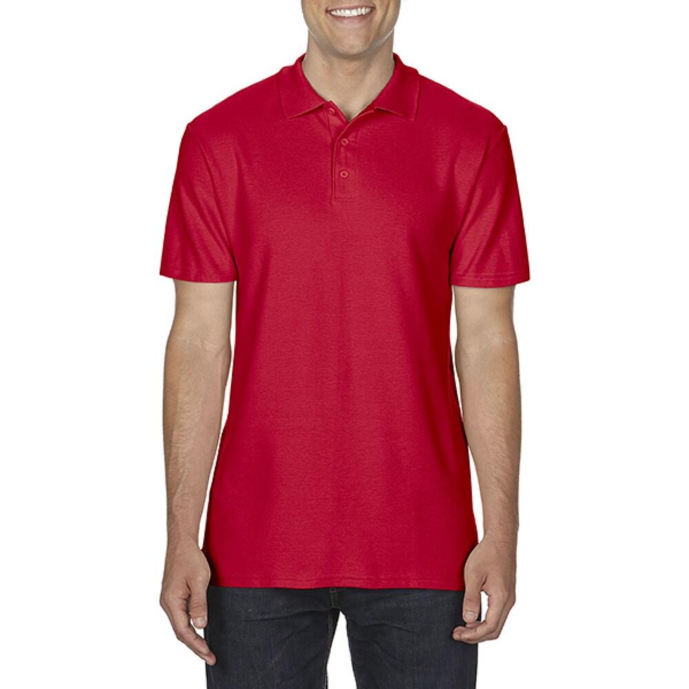 Softstyle Mens Short Sleeve Double Pique Polo Shirt (Red) 2/3