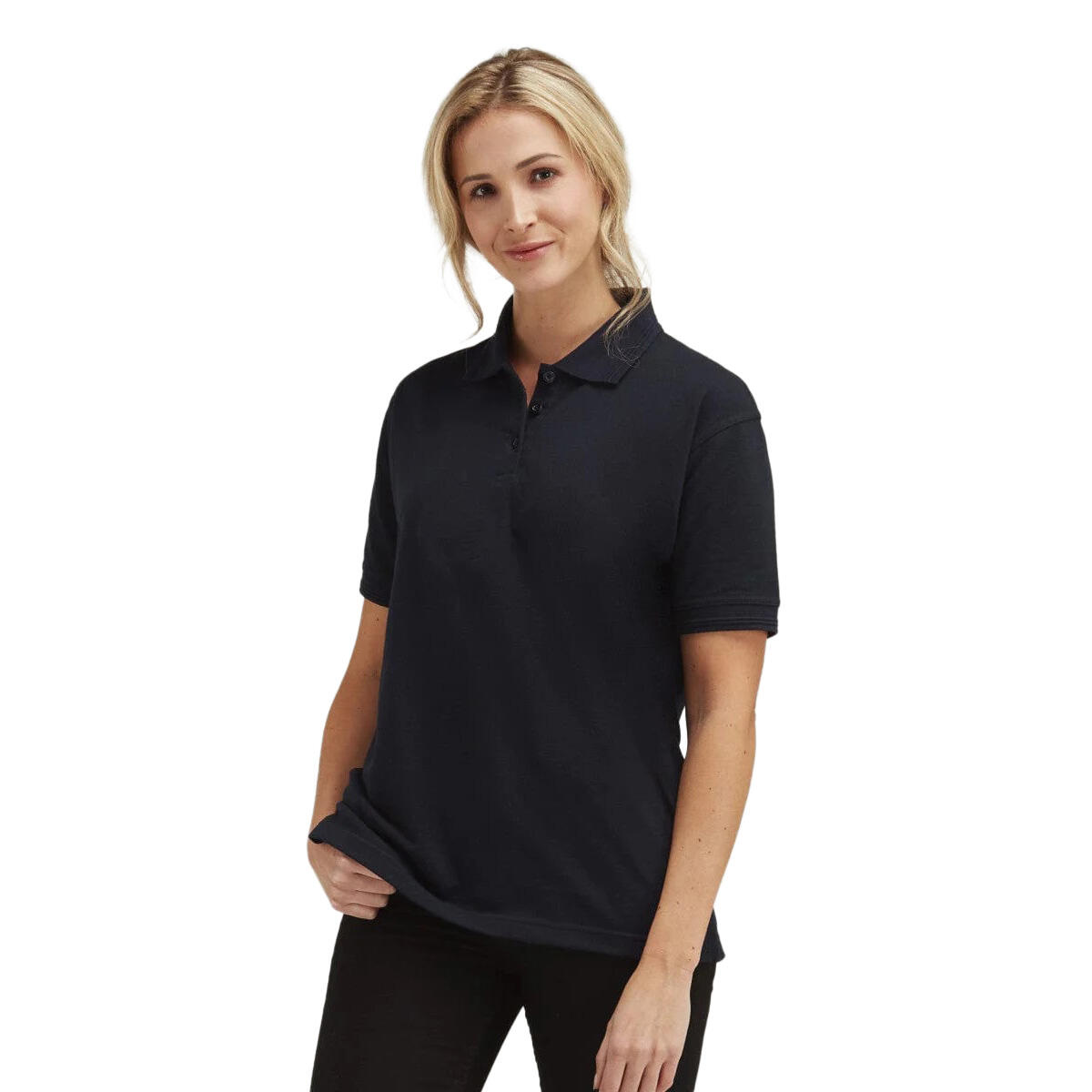 Womens/Ladies Pique Polo (Black) 2/2