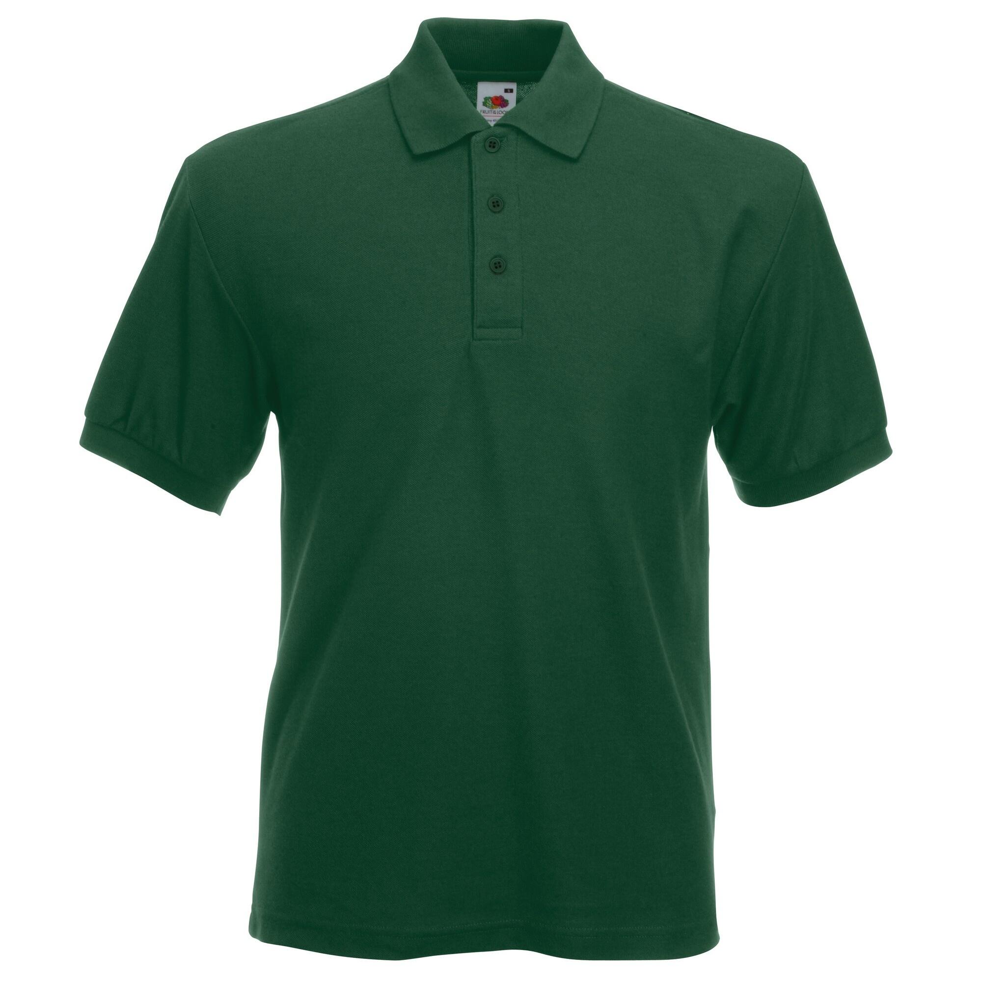 FRUIT OF THE LOOM Mens 65/35 Heavyweight Pique Short Sleeve Polo Shirt (Bottle Green)