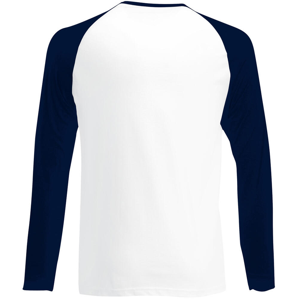 Mens Long Sleeve Baseball TShirt (White/Deep Navy) 2/2