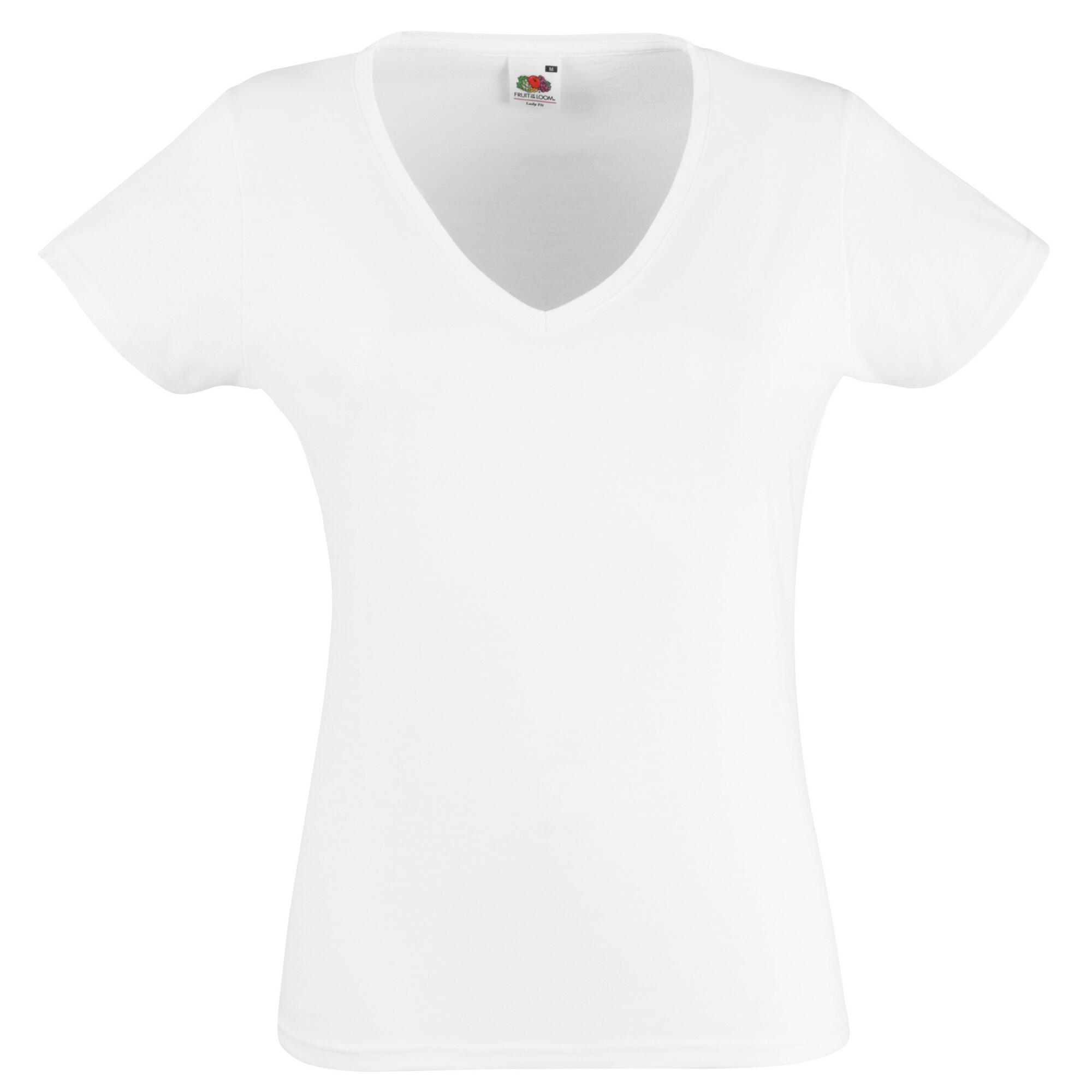 "Valueweight" TShirt VAusschnitt für Damen Weiß 2/3
