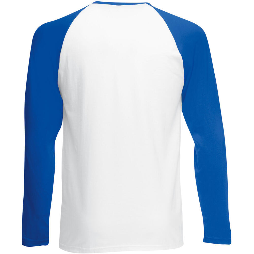 Mens Long Sleeve Baseball TShirt (White/Royal Blue) 2/2