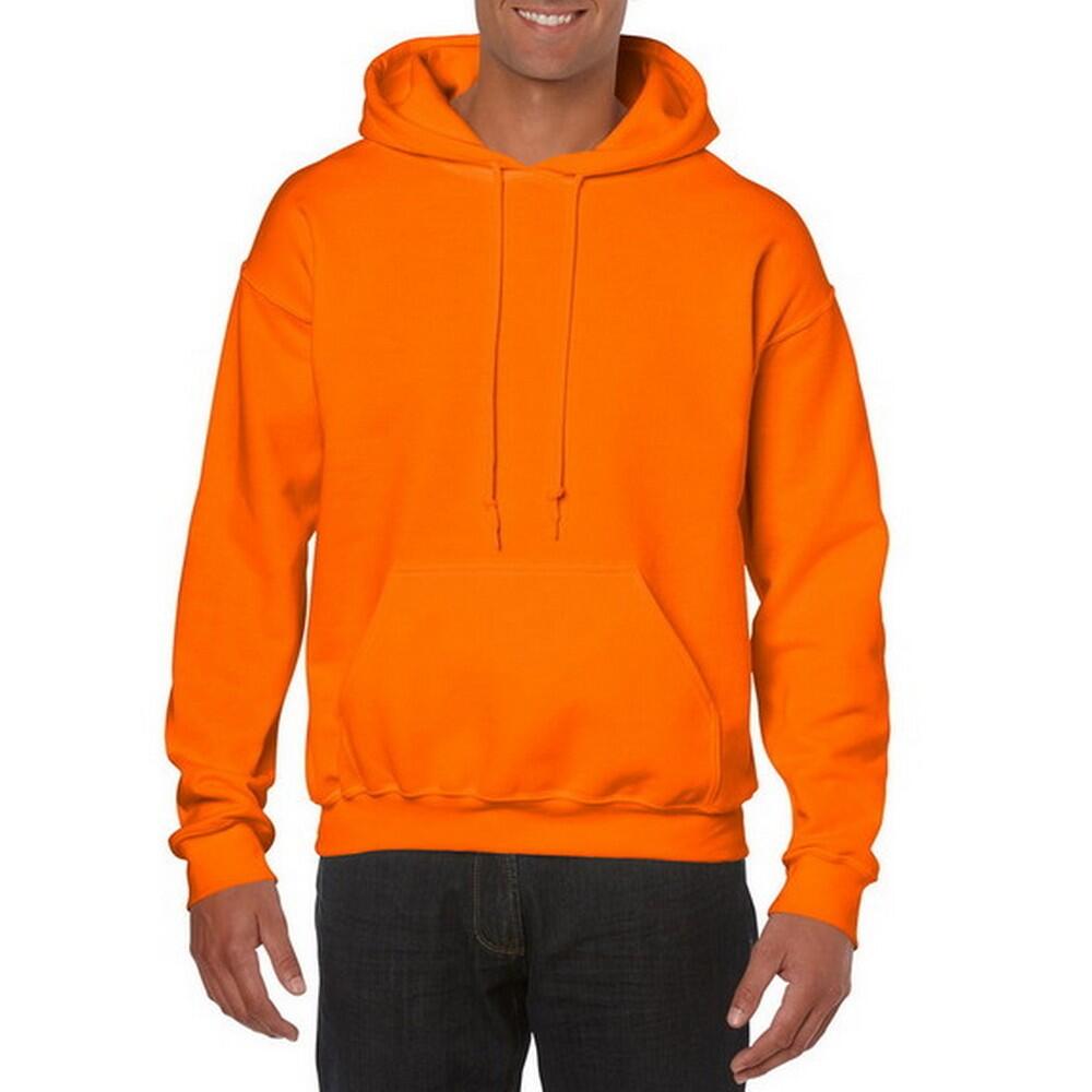 Felpa Con Cappuccio Uomo Gildan Arancio Fluorescente 3/3