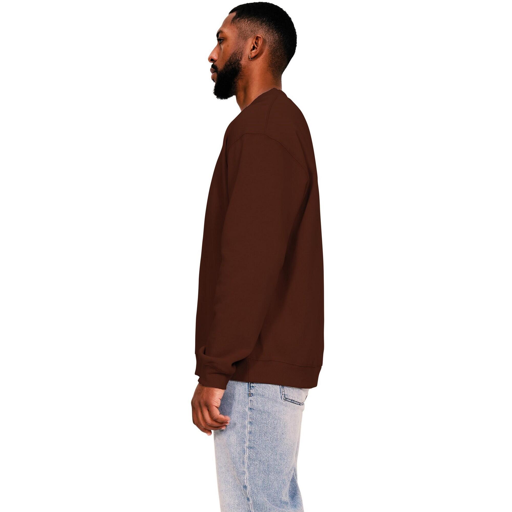 Mens Ringspun Cotton Extended Neckline Oversized Sweatshirt (Chocolate) 3/3