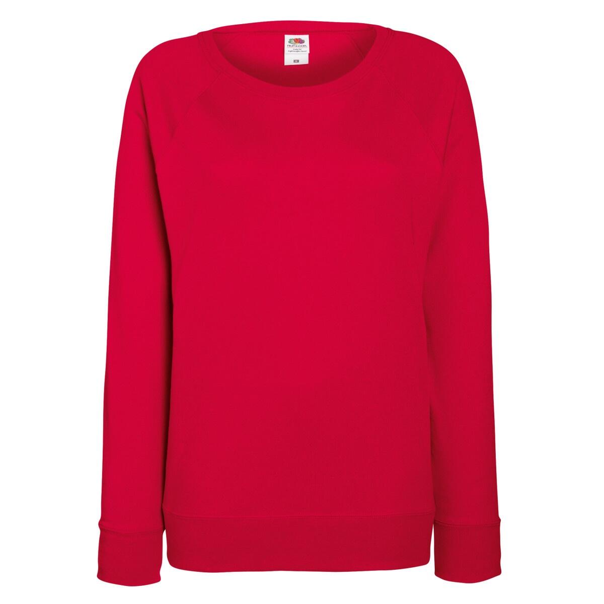 FRUIT OF THE LOOM Ladies Fitted Lightweight Raglan Sweatshirt (240 GSM) (Red)