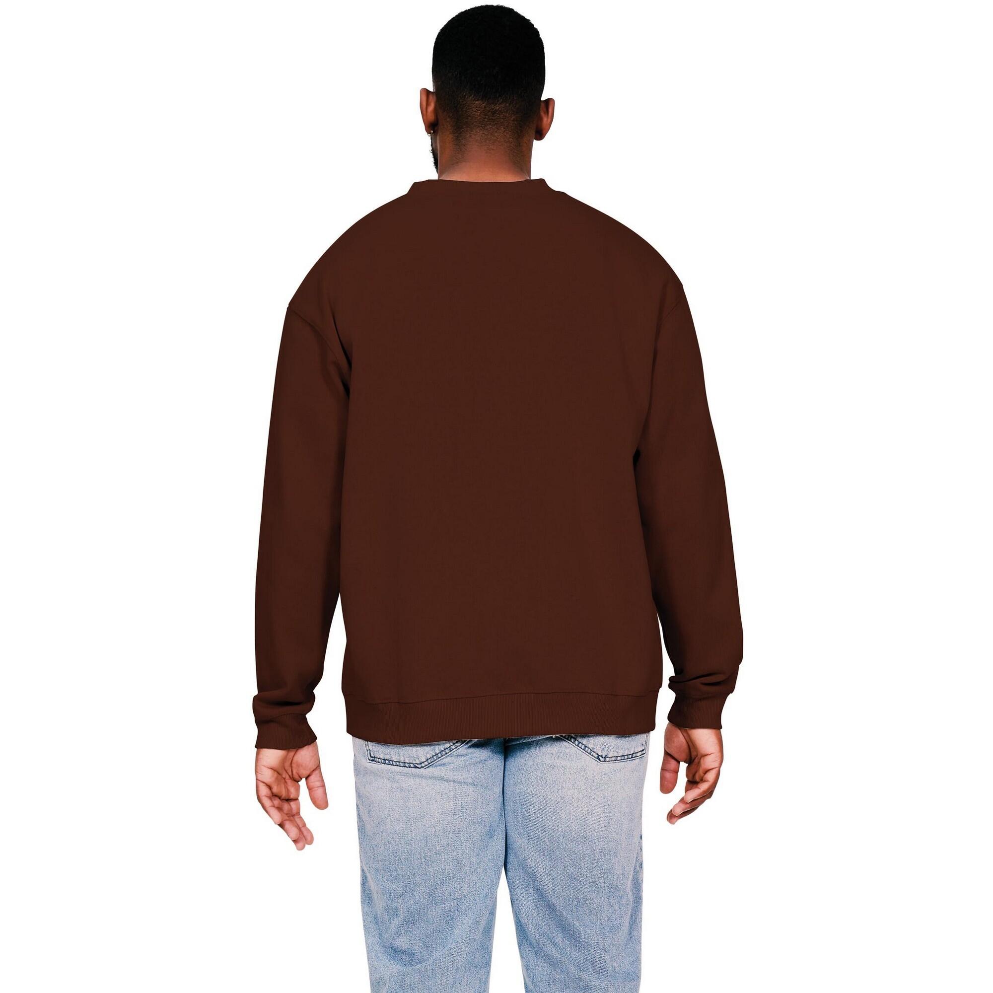 Mens Ringspun Cotton Extended Neckline Oversized Sweatshirt (Chocolate) 2/3