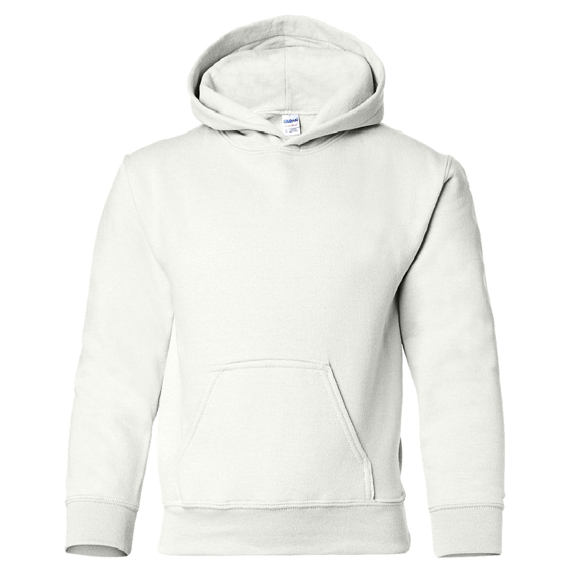 GILDAN Heavy Blend Childrens Unisex Hooded Sweatshirt Top / Hoodie (White)