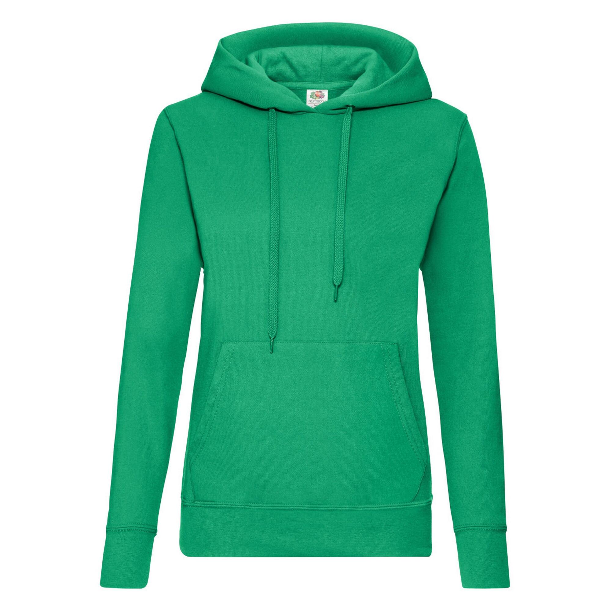 FRUIT OF THE LOOM Ladies Lady Fit Hooded Sweatshirt / Hoodie (Kelly Green)