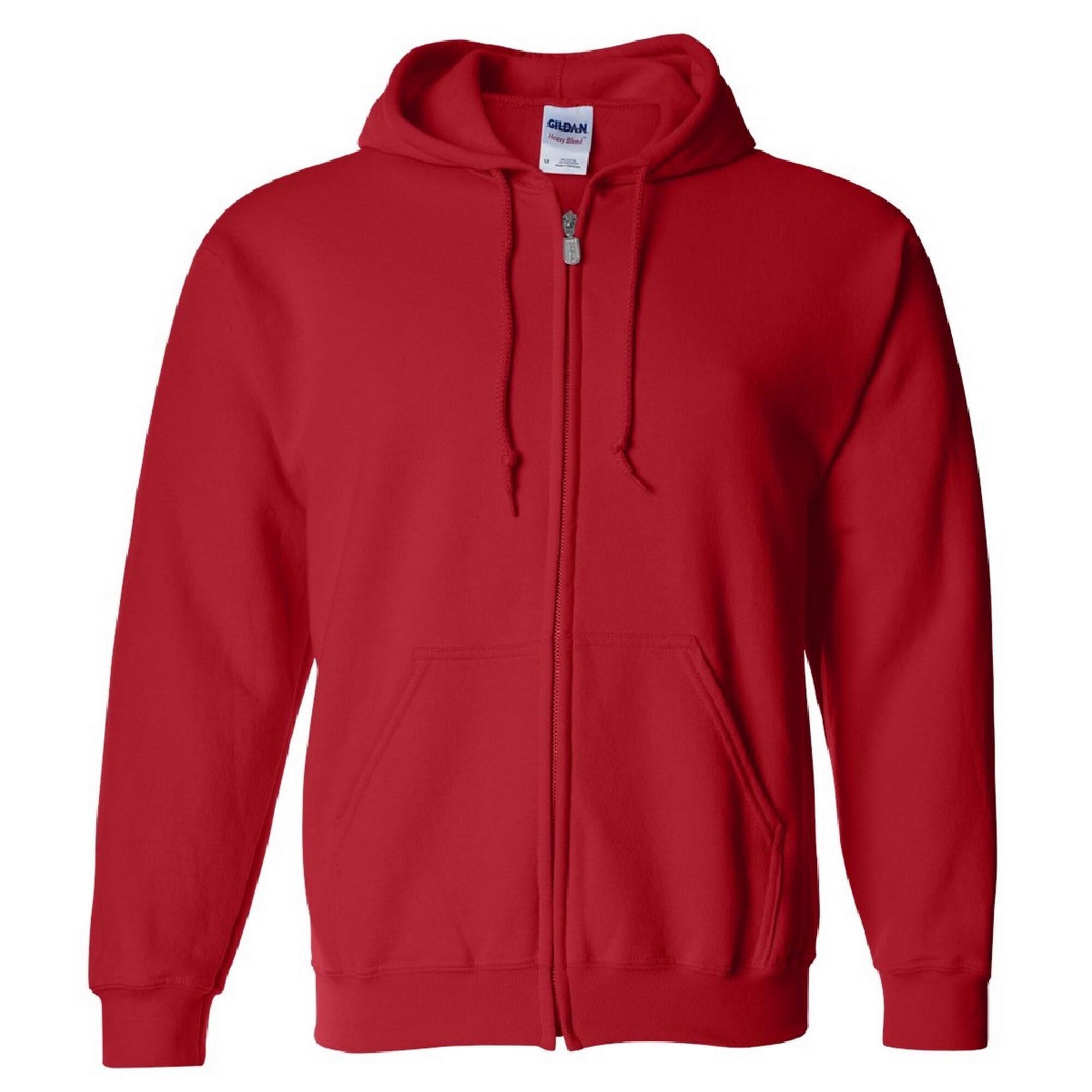 GILDAN Heavy Blend Unisex Adult Full Zip Hooded Sweatshirt Top (Red)