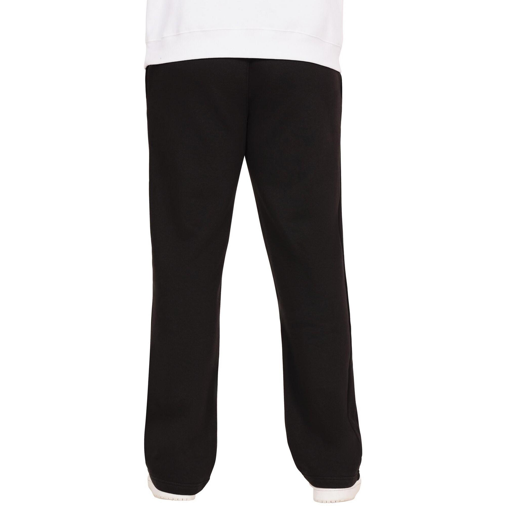 Mens Ringspun Cotton Relaxed Fit Jogging Bottoms (Black) 2/3