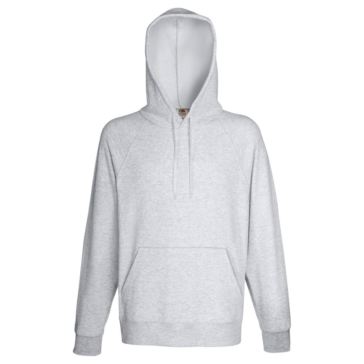 FRUIT OF THE LOOM Mens Lightweight Hooded Sweatshirt / Hoodie (240 GSM) (Heather Grey)